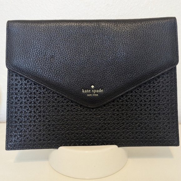 Kate Spade Mallo Wakefield Lane Black Pebbled Leather Envelope Clutch EUC - Picture 2 of 7